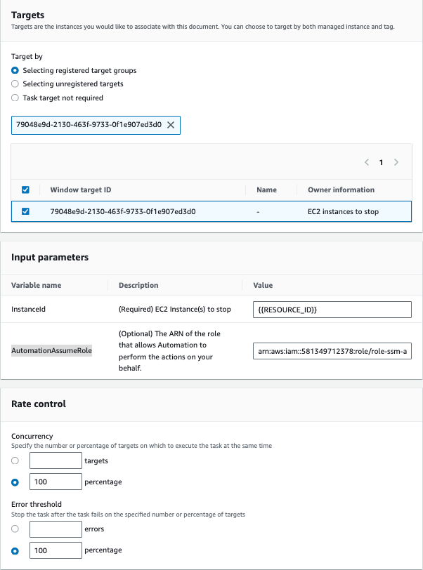 SSM Automation Document Target